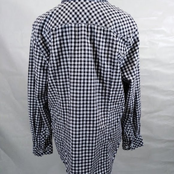 Bit and Bridle Women's Navy/Black and‎ White Gingham Western Button Down Shirt L - Picture 2 of 6